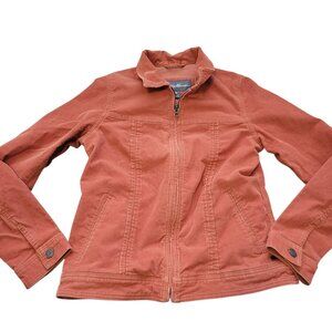 Eddie Bauer Womens Corduroy Jacket Womens Medium Orange Full Zip Pockets